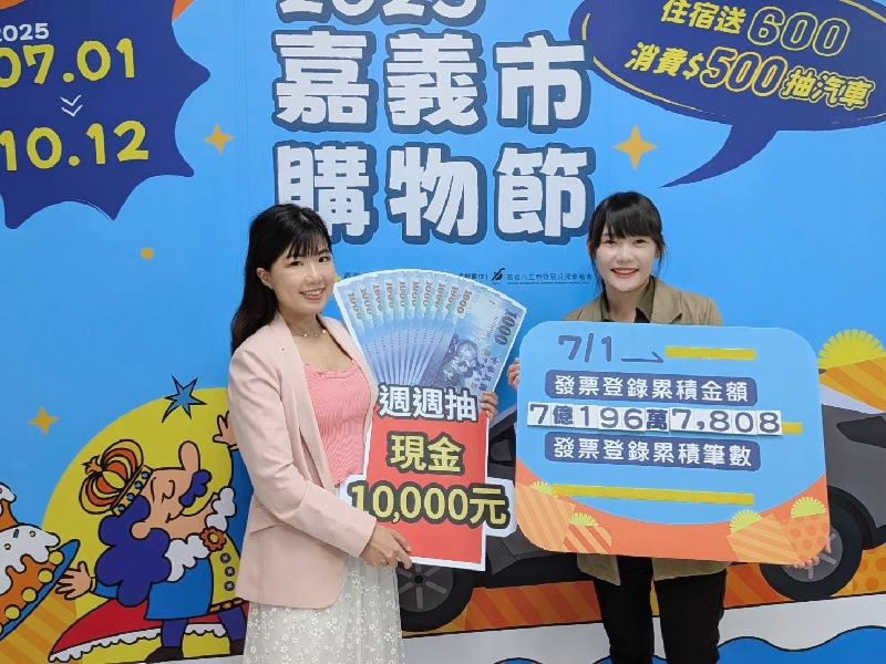 嘉義市購物節發票登錄破8億元較去年同期成長99%平均每日登錄金額突破千萬元、驚喜加碼獎不停