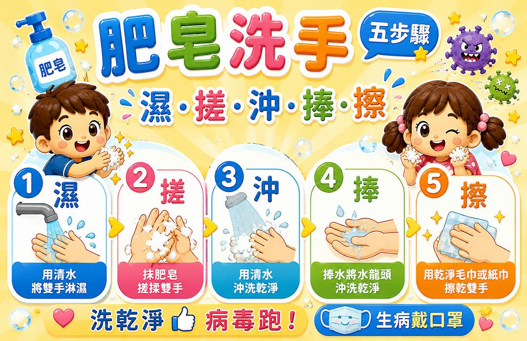 迎戰腸病毒！屏縣府衛生局提醒：肥皂勤洗手、落實洗手五字訣