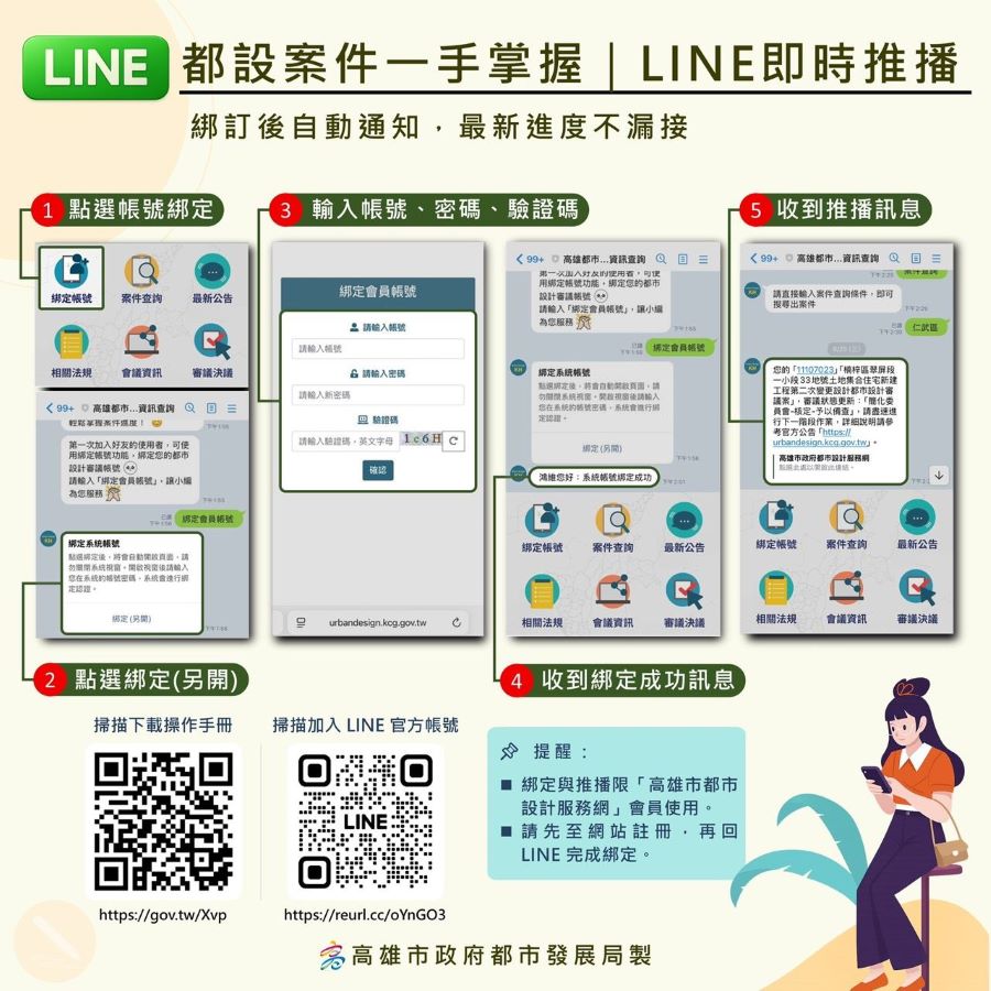 高雄市都市設計導入LINE查詢與進度推播 提升案件透明度與便利性