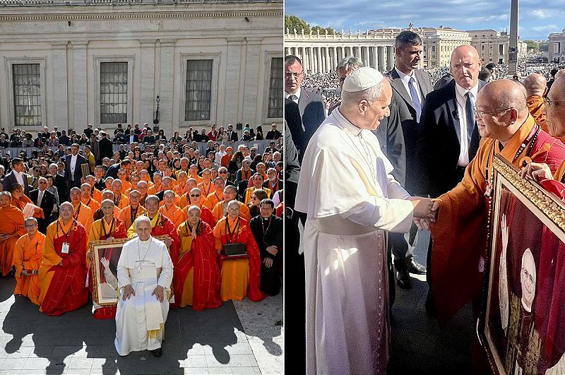 梵蒂岡跨宗教對話60周年 教宗喜會中華人間佛教代表