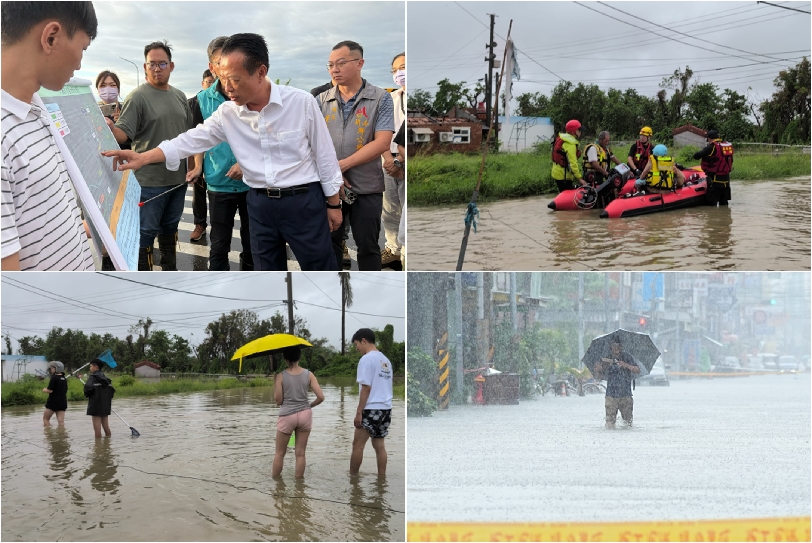 嘉義部分地區發生嚴重淹水災情 行政院政委陳金德視察淹水災情