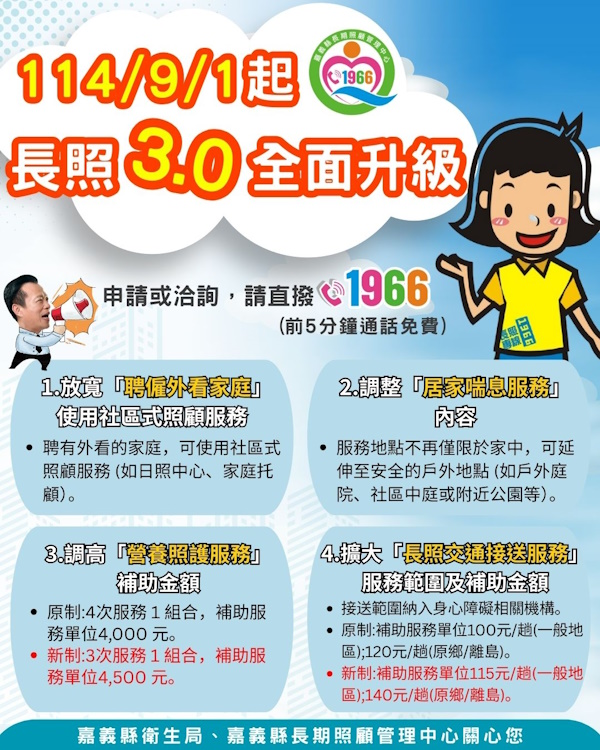 讓長照使用者獲得更完善的照護 長照3.0開跑 9月1日起升級4大服務