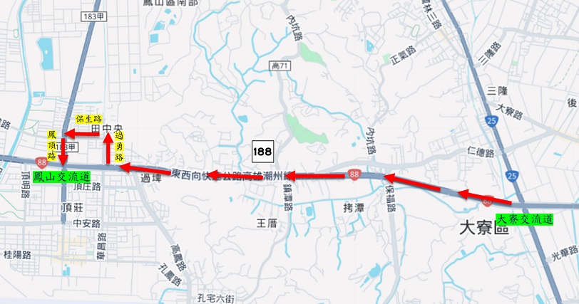 台88線鳳山西向出口匝道1月13日起  夜間施工封閉道路實施交管