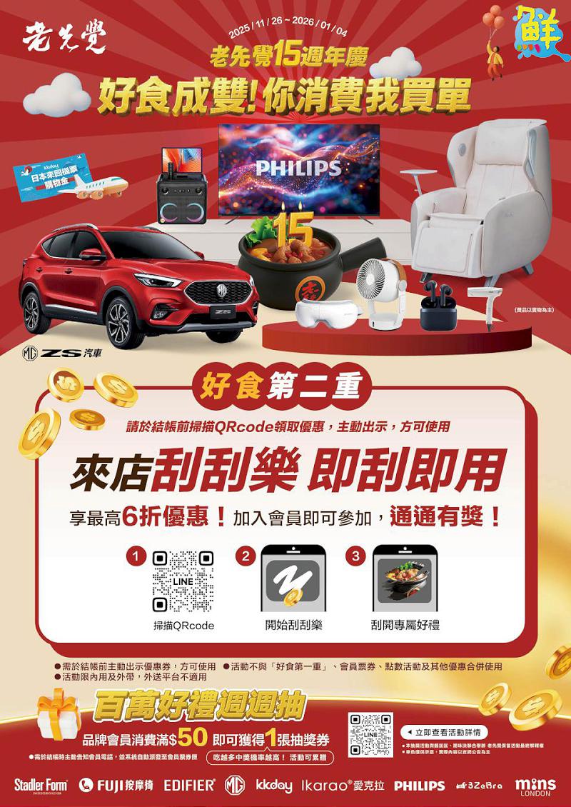 吾蜂美味集團旗下三大品牌聯合舉辦週年慶抽獎活動 終極大獎MG汽車等你帶回家！