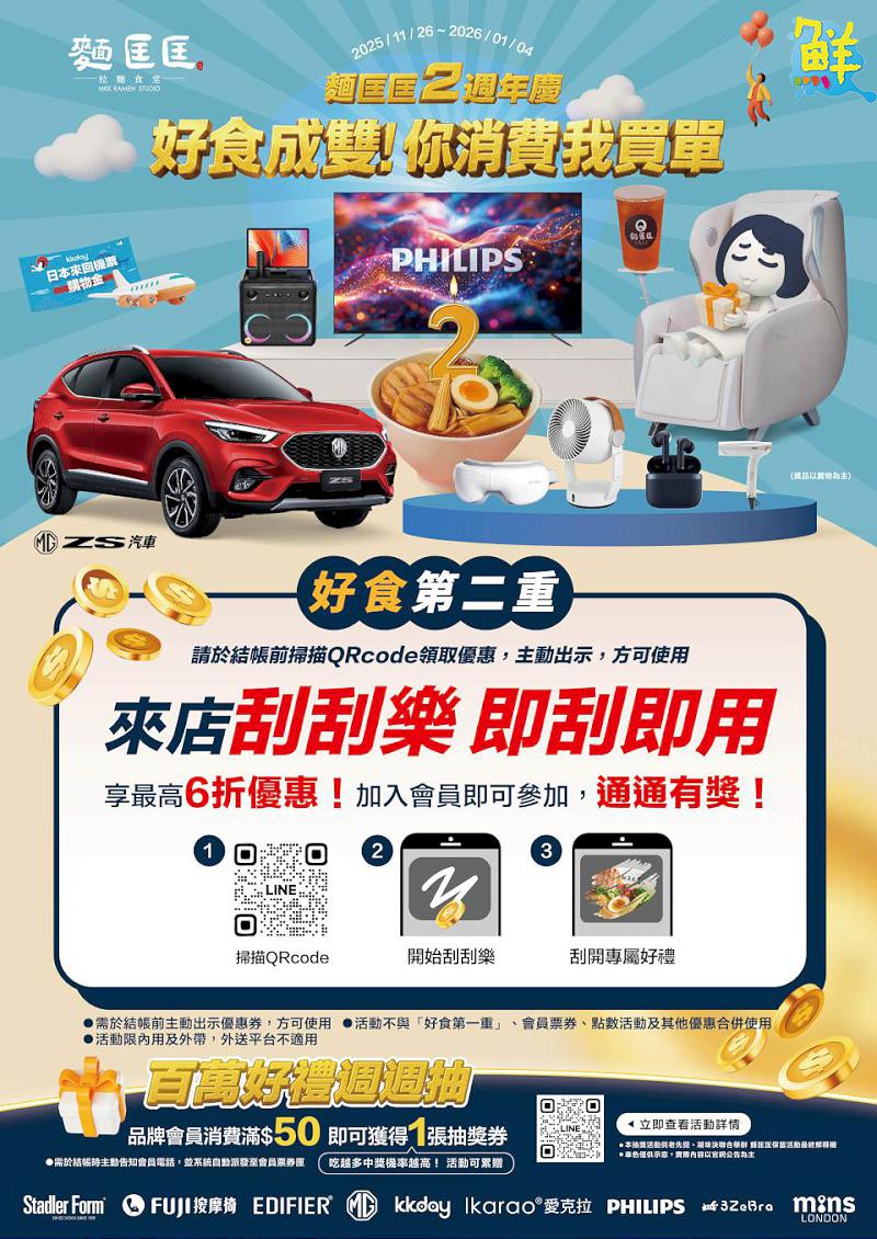 吾蜂美味集團旗下三大品牌聯合舉辦週年慶抽獎活動 終極大獎MG汽車等你帶回家！