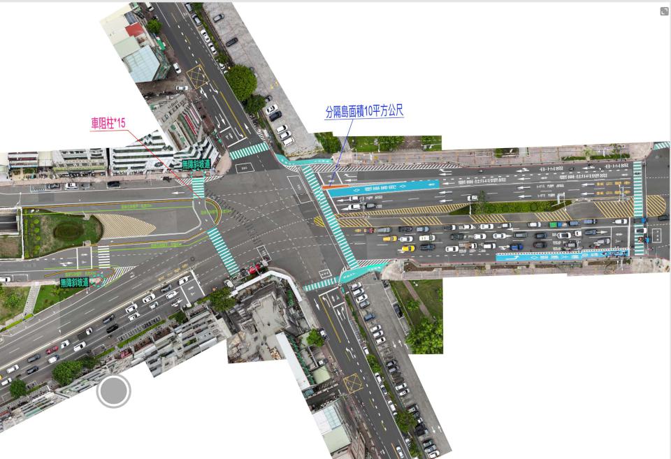 高市交通局攜手工務局優化苓雅區中正等三路口 新增分段行穿庇護島機車直行專用道