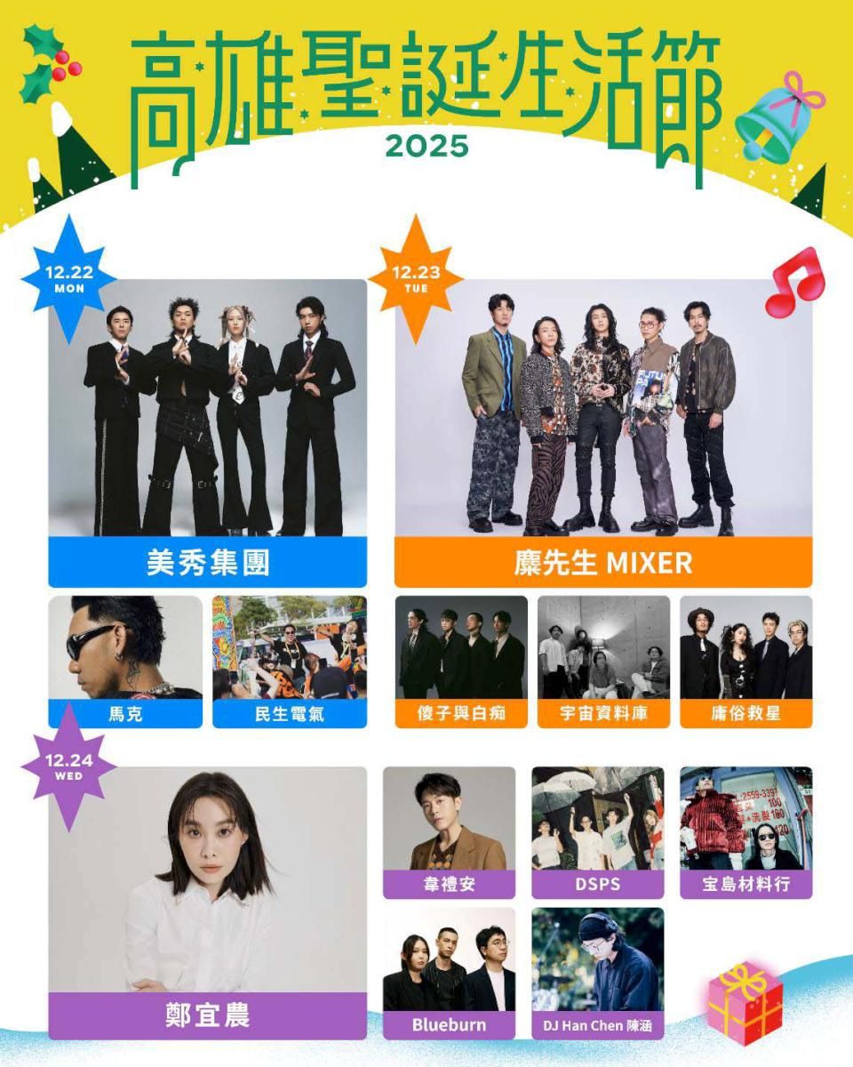 2025高雄聖誕生活節聖誕黃金週Golden公園大舞台 25組藝人團體接力獻藝