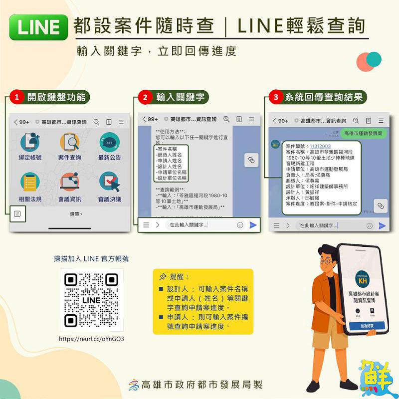 高市都發局導入LINE查詢與進度推播服務 提升都設案件透明度與便利性